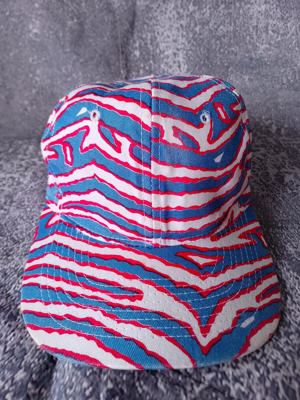 Vintage RED/Blue Zebra Print snap-back Hat
