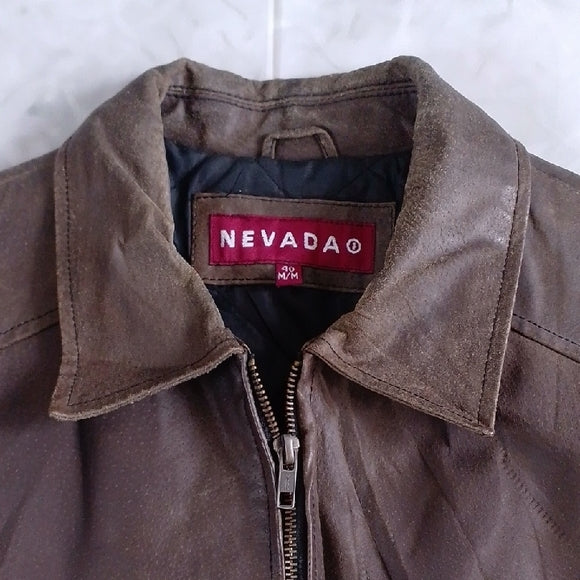 Vintage 90s NEVADA Brown Leather Jacket for Men