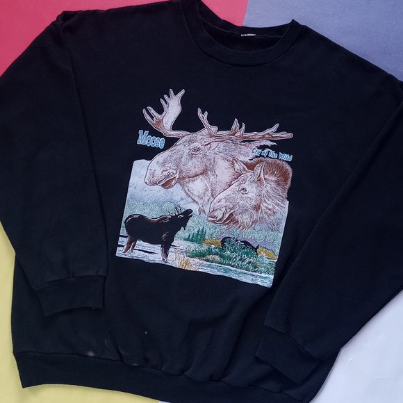 Vintage 2000 Moose Cry Of The Wild Big Print Sweater Unisex