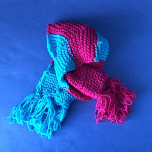 NWOT Vintage Hand-Knitted Made-in-Canada Colourful Warm Scarf