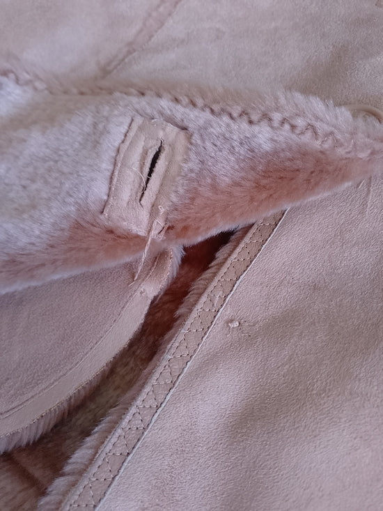 Y2K Areopostal Women’s Faux Shearling Collar Jacket in Blush