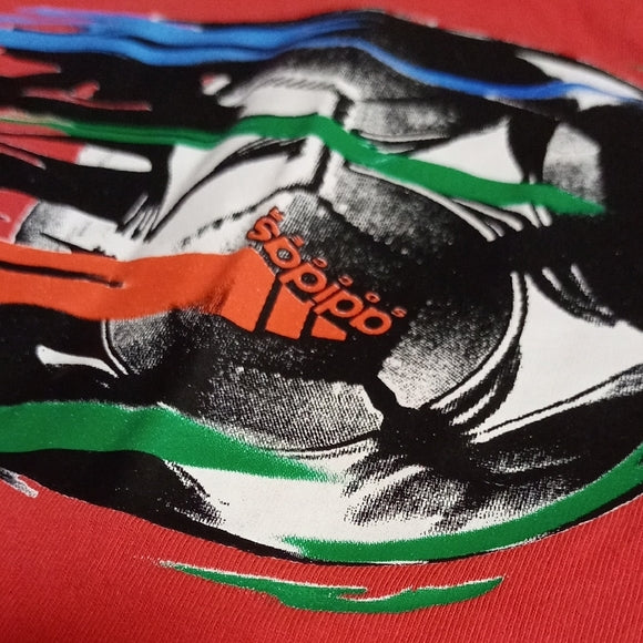 Vintage 90s ADIDAS SOCCER Graphic Red T-Shirt