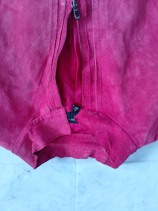 Jones New York Suede Red Zip Front Jacket