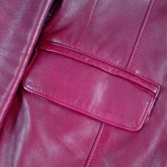 Vintage 90s Women's Red Leather Jacket A&S Selections