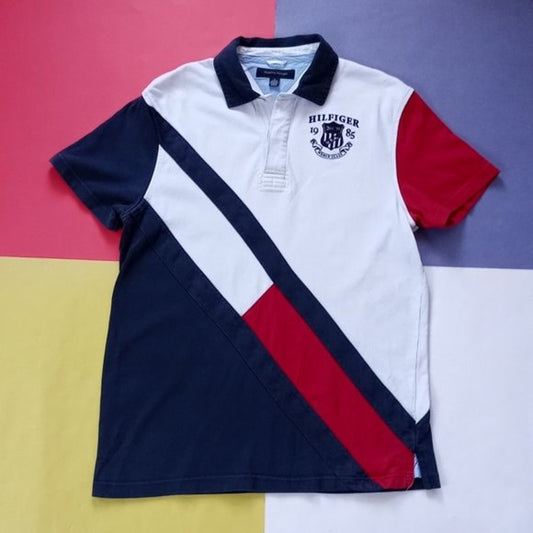 Tommy Hilfiger Big LOGO Multi-Color Block Polo T-Shirt