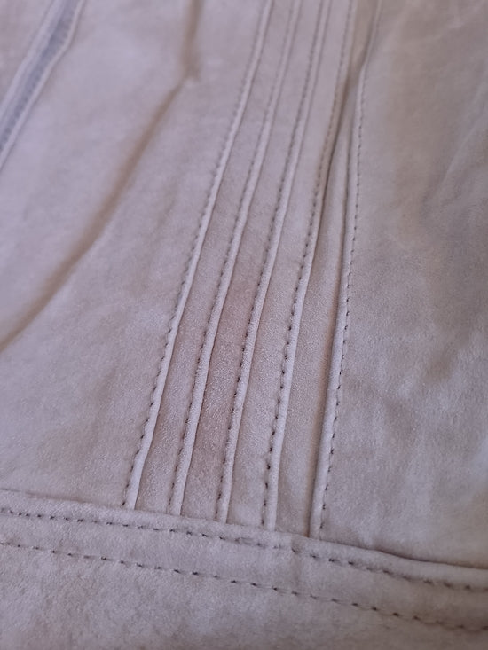 Vintage Beige Suede Button-Front Jacket SEQUENCE