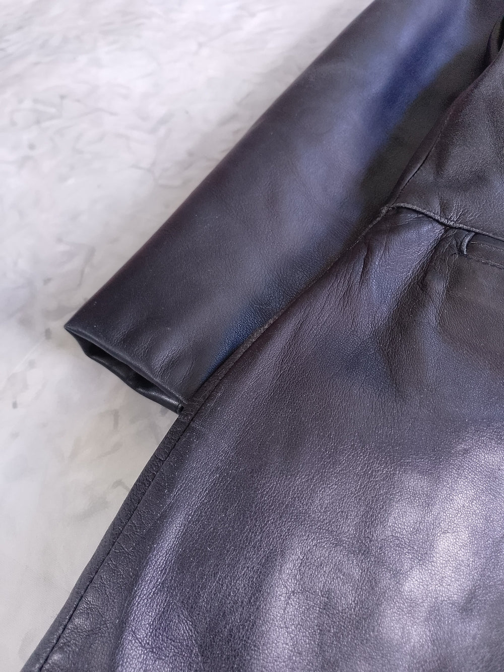 Vintage Classic Black Leather Trench Coat