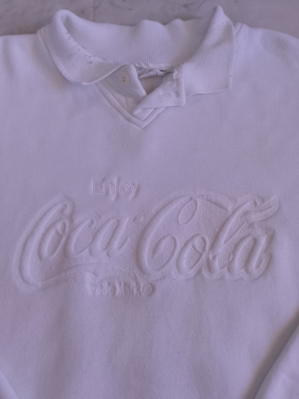VINTAGE Coca Cola White Embroidered Logo Sweater UNISEX