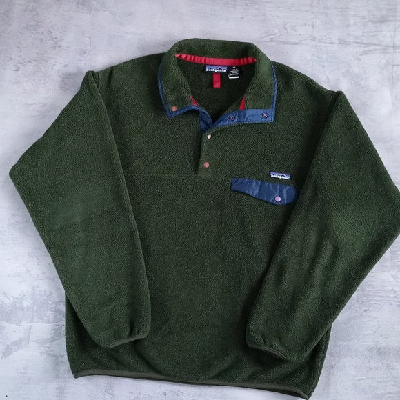 Vintage Patagonia Pullover Sweater Green. Blue Trim UNISEX