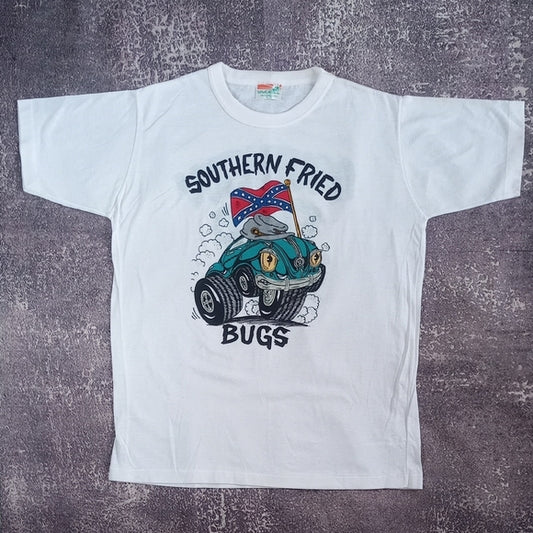 Vintage 90s Southern Fried Bugs Volkswagen Confederate Flag Single Stitch Tee