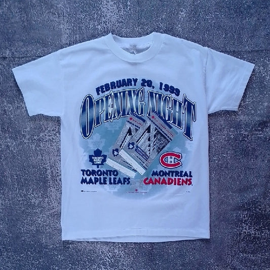 VINTAGE 1999 Toronto Maple Leafs vs Montreal Canadiens Opening Night Tee Single
