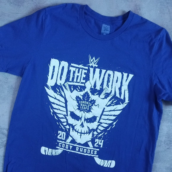 LIMITED EDITION WWE Cody RHODES Do The Work Toronto Maple Leafs T-Shirt Blue