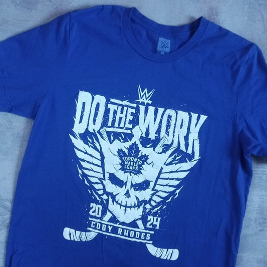 LIMITED EDITION WWE Cody RHODES Do The Work Toronto Maple Leafs T-Shirt Blue