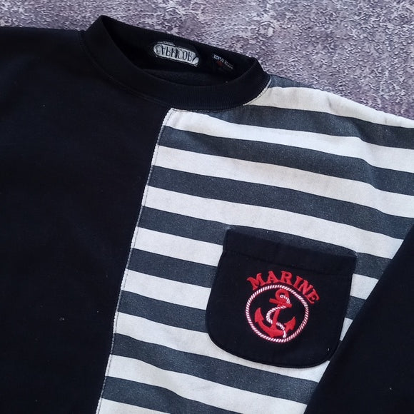 Vintage 90s Marine Striped Crewneck Sweater UNISEX