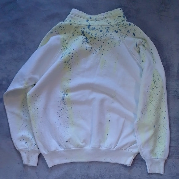 Vintage 90s Main Tavern White Sweatshirt with Splatter Design NEON UNISEX