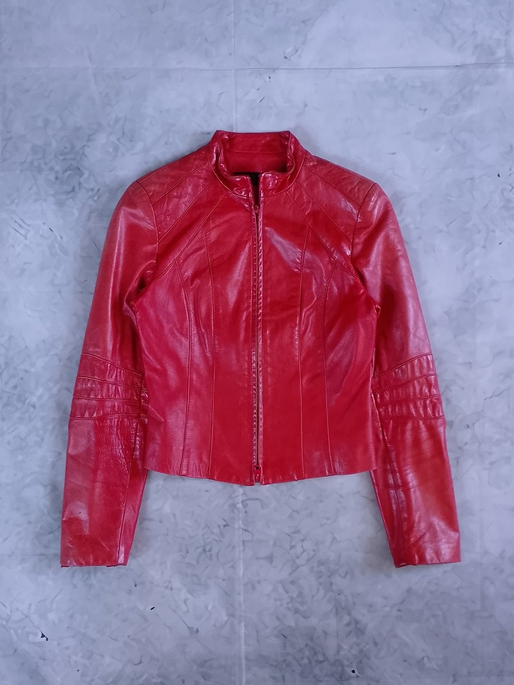 Vitnage DANIER ORANGE Leather Moto Jacket
