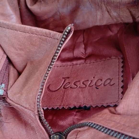 Vintage 90s Faux Fur Trim Leather Jacket