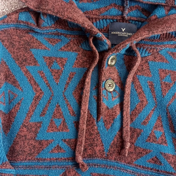 American Eagle Tribal Aztec Pattern Wool Sweater Hoodie