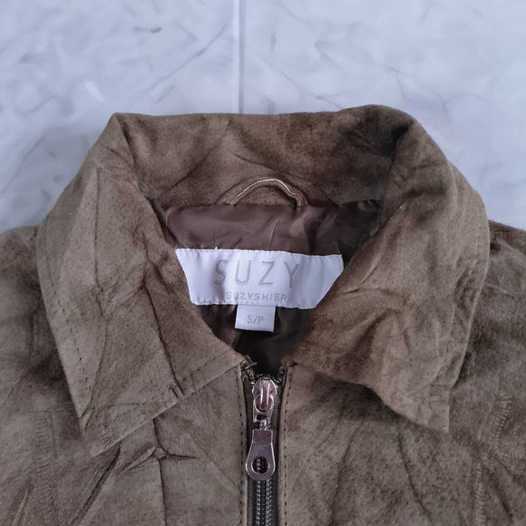 Vintage Green Suede Zip-Front Jacket LEATHER