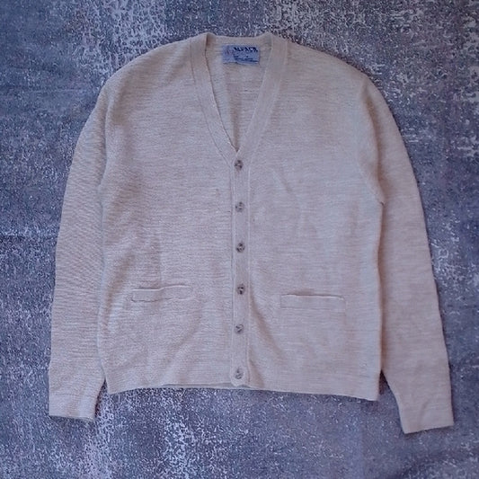 Vintage Alpaca Tony Day Men's Beige Cardigan Sweater
