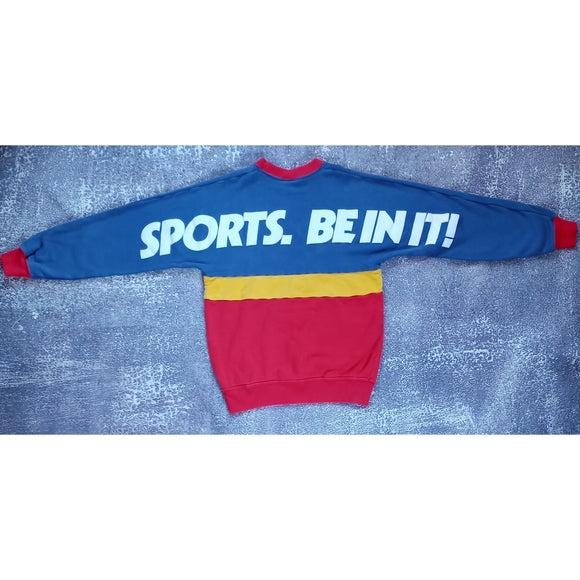 Vintage 90s NCAA Descente SPORTS. BE IN IT! FUNKY COLOUR BLOCK Crewneck Sweater