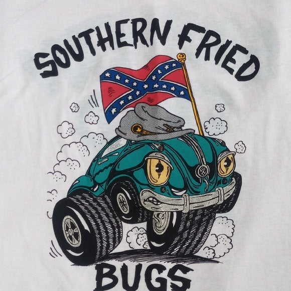 Vintage 90s Southern Fried Bugs Volkswagen Confederate Flag Single Stitch Tee