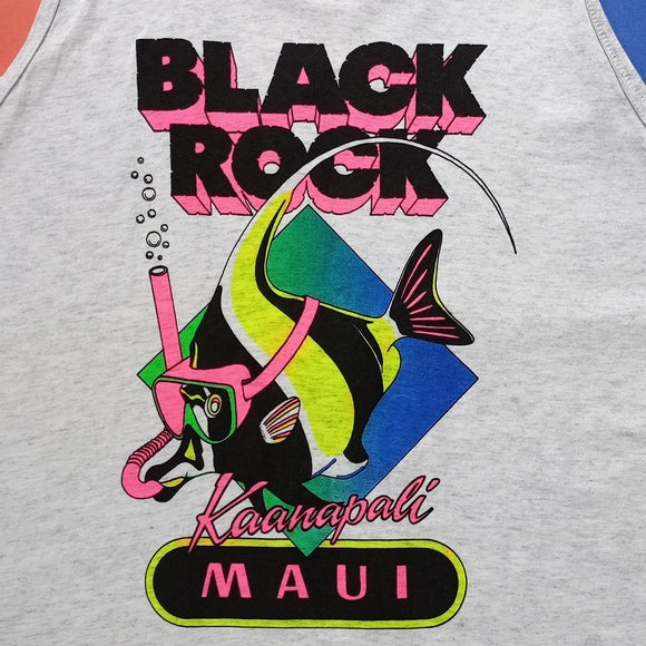 Vintage 90s Onieta Black Rock Maui Scobba Fish Single Stitch Muscle Shirt