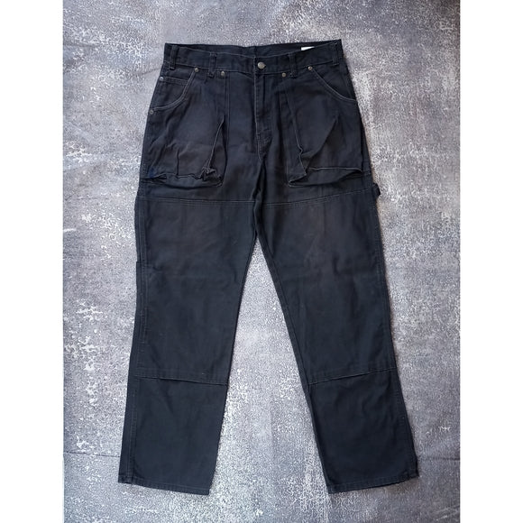 DICKIES DOUBLE KNEE CARGO POCKET WIDE BAGGY DENIM BLACK JEANS