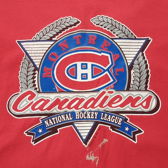 VINTAGE 1991 Montreal Canadiens NHL T-Shirt Single Stitch