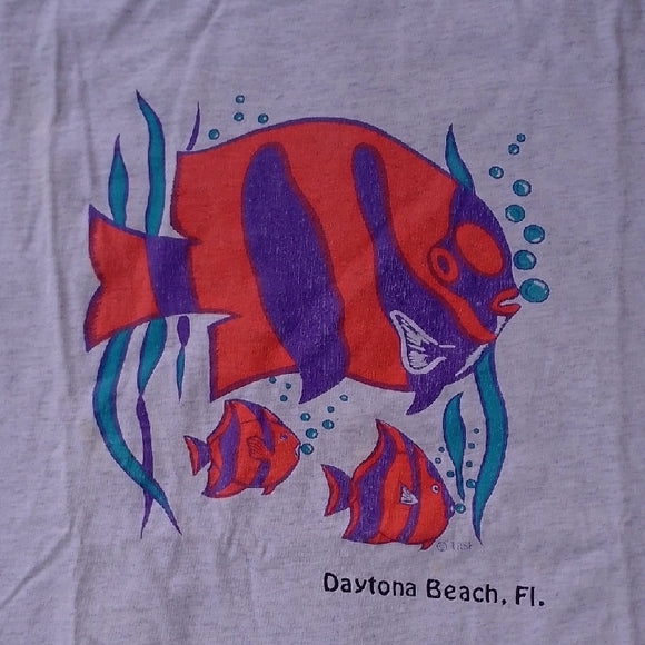 VINTAGE 90s Daytona Beach, Florida Fish Tourist Single Stitch T-Shirt