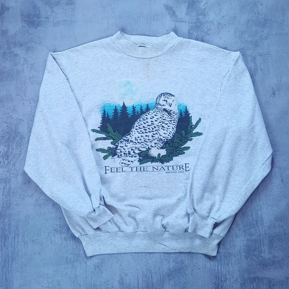 VINTAGE 1995 Owl Feel The Nature Crewneck Sweater