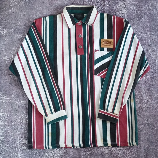 Vintage 90s SINBAD STYLEW STRIPPED  LONG SLEEVE SHIRT UNISEX