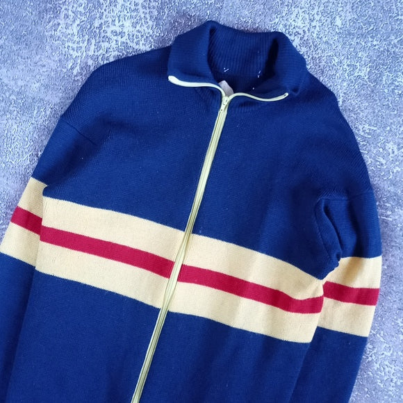 Vintage 80s TUNDRA WOOL STRIPED Zip-Up Sweater