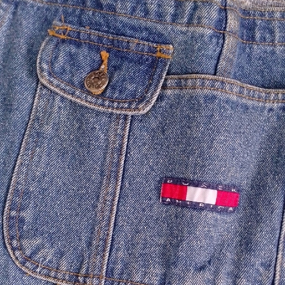 Vintage 90s Denim Overalls with Boxer America Logo Patch Workwear Unisex