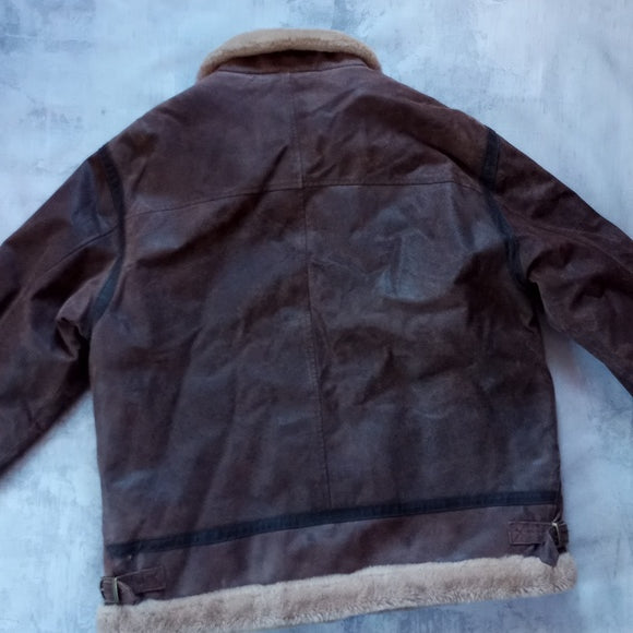 Vintage Pilot Leather Bomber Sherpa Lined Jacket EQUILIBRE