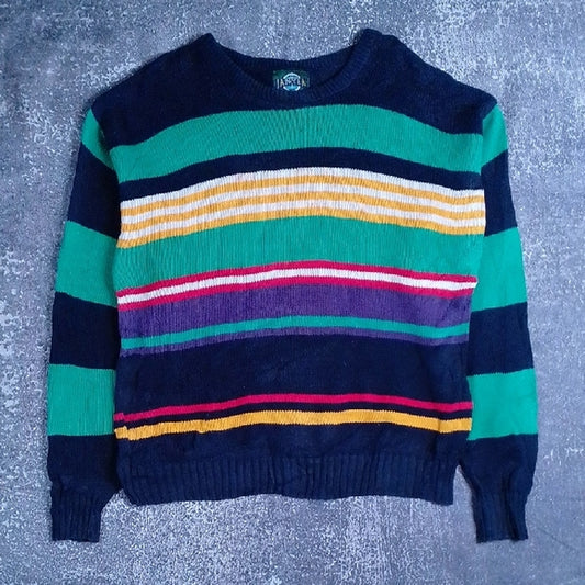 Vintage 90's Jantzen Knitted Colorful Striped Sweater