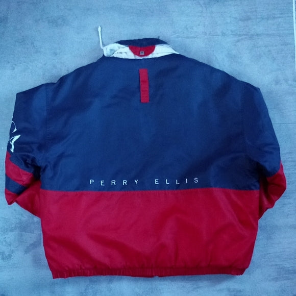 Vintage 90s PERRY ELLIS AMERICA FLAG STYLE COlOUR BLOCK PUFFY JACKET UNISEX