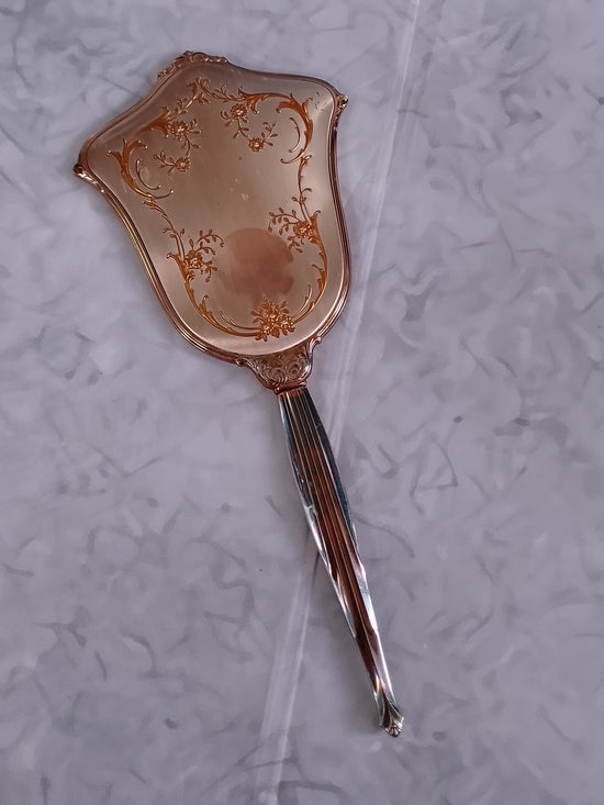 Vintage-Style Hand Mirror in Rose Gold
