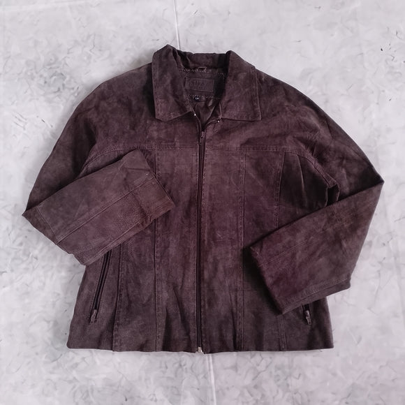 Suzy Shier Suede Zip Front Women's Jacket - Brown