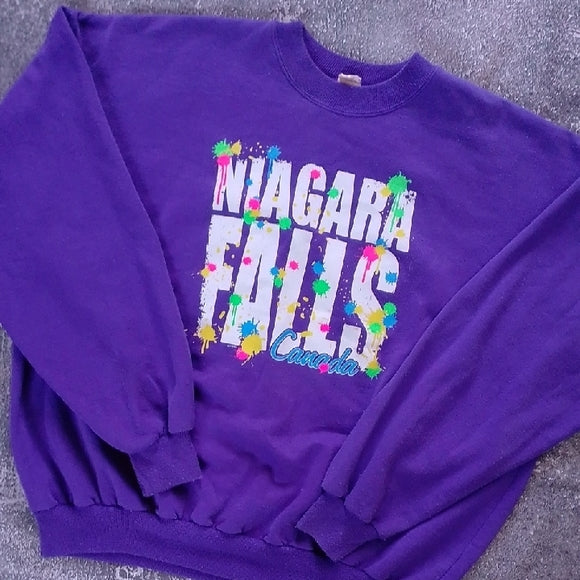 VINTAGE 90s Niagara Falls Canada Tourtish Crewneck Sweater
