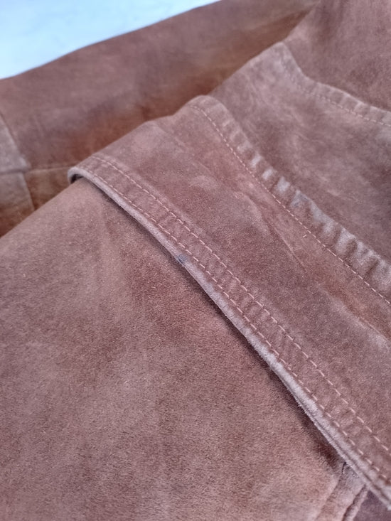 Vintage Leather/Suede Sherpa Double-Breasted Casual Overcoat Craft Of Canada