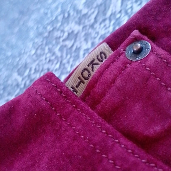 Vintage 90s SKOTTS SUEDE Vibrant Red LEATHER Pants WASHABLE