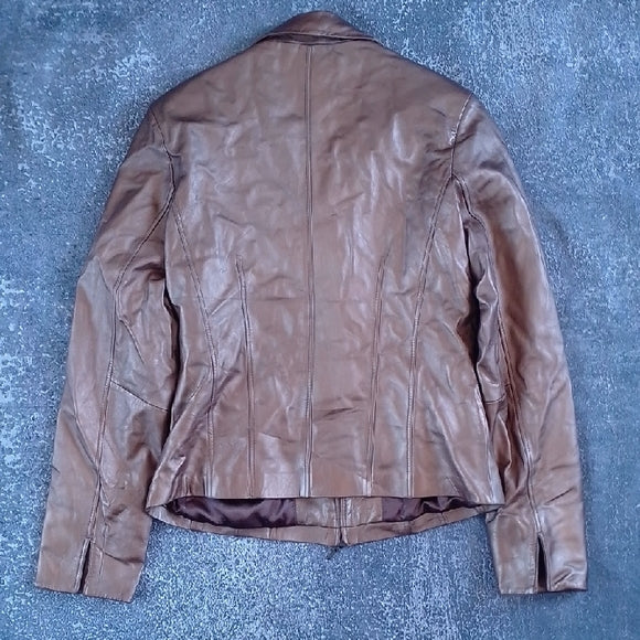 VINTAGE '90s GOLDEN BRONZE LEATHER JACKET Coldwater Creek
