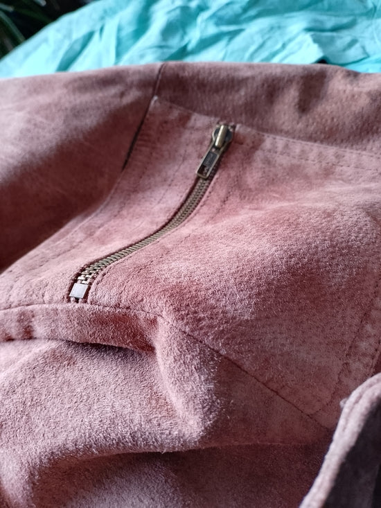 Women’s Suede Zip-Front Jacket - Rose Brown CLEO