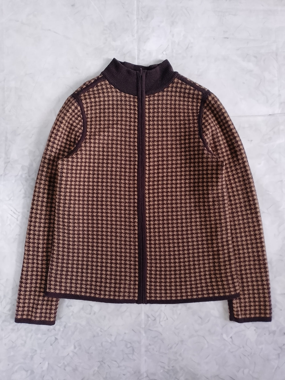 Pendleton Houndstooth Zip Up Jacket Wool