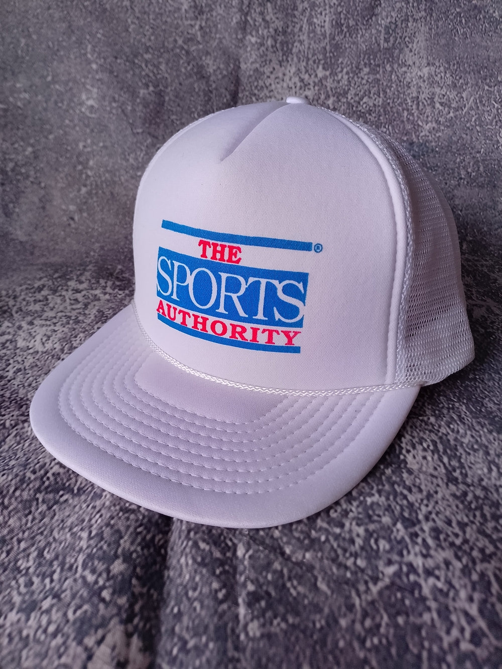 Vintage The Sports Authority White Trucker Hat