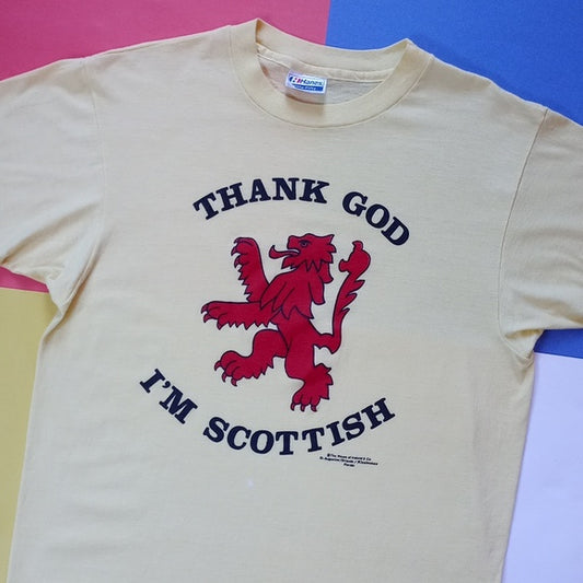 Vintage 90s Thank God I'm Scottish Graphic Single Stitch T-Shirt