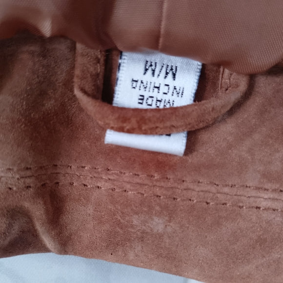 Vintage Leather Suede Zip-Front Jacket - Brown Jessica