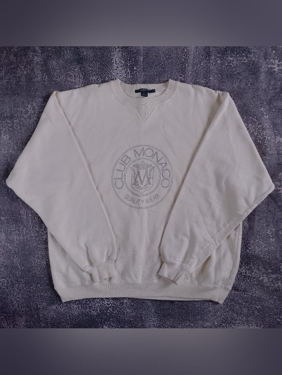 Vintage Club Monaco Cream Logo Crewneck Sweater
