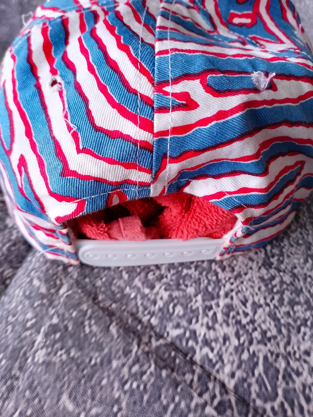 Vintage RED/Blue Zebra Print snap-back Hat